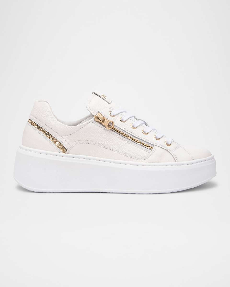 Leather Platform Side-Zip Sneakers